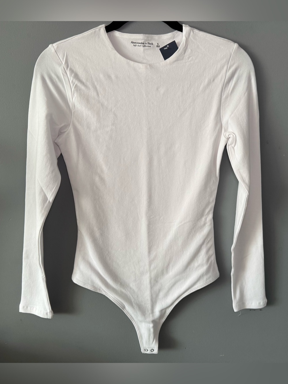 NWT Abercrombie & Fitch Soft A&F Long Sleeve Crew Neck Bodysuit White Small
